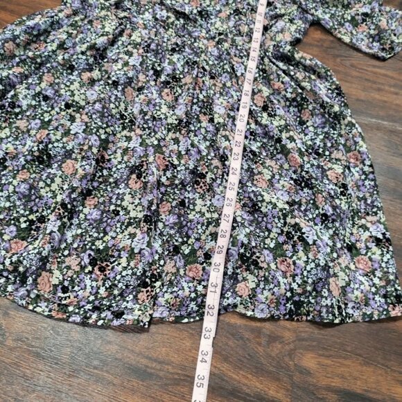 Noella Whimsy Fluttery Twee Ruffle Velvet Burnout Faux Wrap Sheer Dress S - Picture 9 of 13